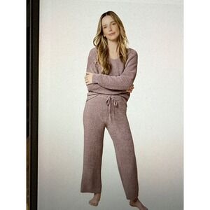 Softies Waffle Marshmallow Lounge Set V‎ Neck Sweater Pants Driftwood XS